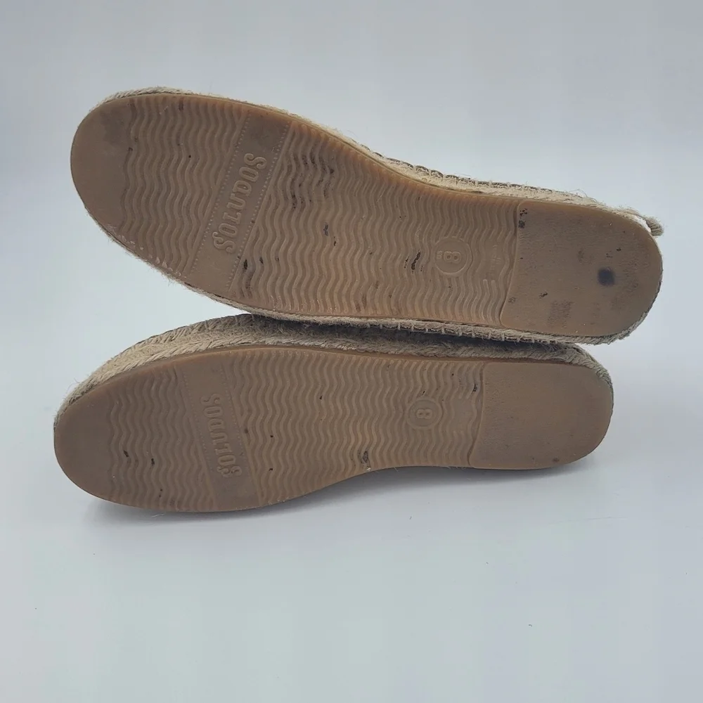 SOLUDOS Platform Camel Tan Leather Smoking Espadrille Slipper Size 8